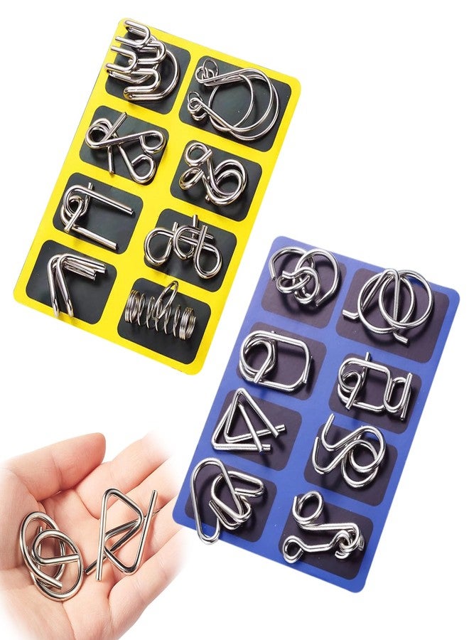 HomeAura 16 Piece Metal Puzzle Games Set for Adults & Kids Brain Teaser Puzzles for IQ Testing | Boredom Buster Metal Puzzles for Adults Disentanglement Puzzle Game | Unlock Interlock Toys Kids Adults - Image 1